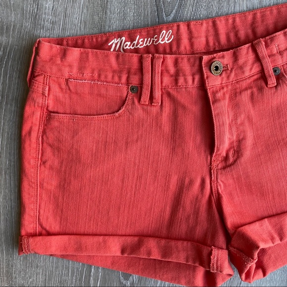 Madewell Pants - MADEWELL Coral Denim Cuffed Shorts 29 PERFECT
